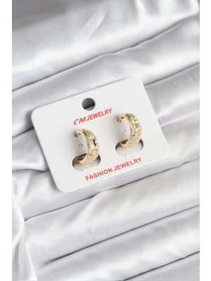 cleovibe 14K Gold Renk Kaplama Lazer Halka cm Kadın Küpe