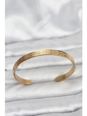 cleovibe 316L Çelik Gold Renk Ayetel Kürsi Yazılı Bileklik