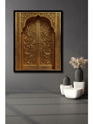 Beta Moda Hub Altın Varaklı Osmanlı Kapısı Görünümlü Ahşap Ev,antre,ofis,yatak Odası Tablo Çerçeve Görünümlü