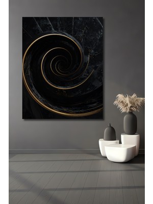 Beta Moda Hub Soyut Altın Spiral Koyu Mermer Desenli Ahşap Dekoratif Ev,antre,salon,ofis,mutfak,yatak Odası Tablo