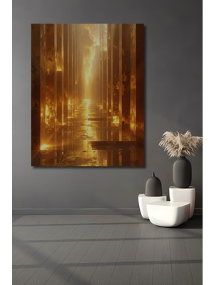 Beta Moda Hub Altın Çağ Koridoru Yağlı Boya Görünümlü Ahşap Dekoratif Ev,antre,ofis,mutfak,yatak Odası Tablo