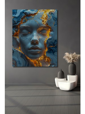 Beta Moda Hub Buz Mermer Kırıkları Içinde Altın Yüz Ev,antre,salon,ofis,mutfak,yatak Odası Tablosu