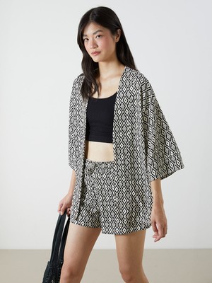 Lc Waikiki Yeni Sezon Şal Yaka Desenli Oversize Kadın Kimono