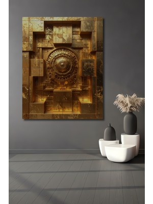 Beta Moda Hub Altın Mekanik Saat Görünümlü Dekoratif Ahşap Ev,antre,salon,ofis,mutfak,yatak Odası Tablo