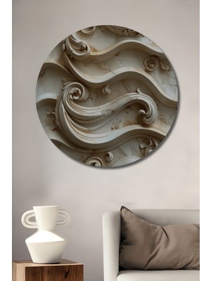 Beta Moda Hub Barok Üslup Kabartma Desenli Dekoratif Ahşap Tablo Yuvarlak Duvar Tablosu