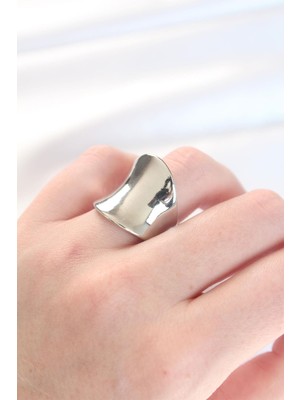 cleovibe Silver Renk Ayarlanabilir Kavisli Ayna Yüzük