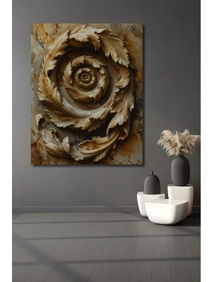 Beta Moda Hub Barok Yaprak Desenli Altın Varak Görünümlü Ahşap Dekoratif Ev,antre,salon,ofis,mutfak Tablo