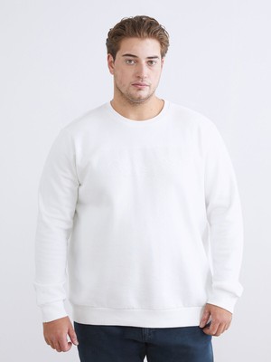 Lc Waikiki Yeni Sezon Büyük Beden Bisiklet Yaka Baskılı Erkek Kalın Sweatshirt