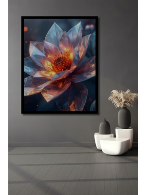 Beta Moda Hub Kristal Çiçek Işıltısı Yağlı Boya Görünümlü Ahşap Ev,antre,salon,ofis,mutfak Tablo Çerçeve Görünümlü