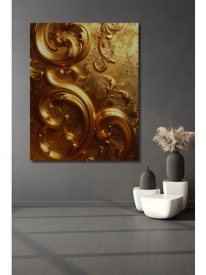 Beta Moda Hub Altın Varak Kabartma Barok Desenli Ahşap Dekoratif Ev,antre,salon,ofis,mutfak,yatak Odası Tablo