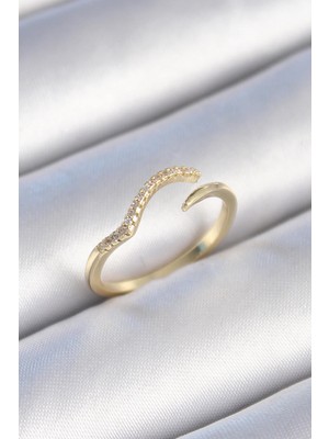 cleovibe Pirinç Gold Renk Zirkon Taşlı Kadın Yüzük