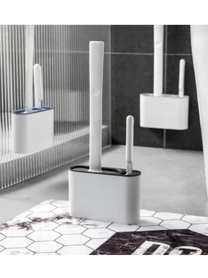 Evinizin Vitrini 2 Bölmeli Silikon Tuvalet Fırçası Silikon Klozet Temizleyici Fırça