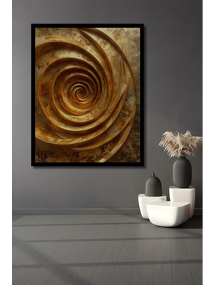 Beta Moda Hub Altın Spiral Soyut Sanat Ahşap Ev,antre,salon,ofis,mutfak,yatak Odası Tablo Çerçeve Görünümlü