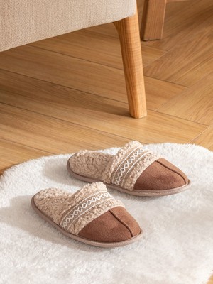 Lc Waikiki Kadın Süet Görünümlü Ev Terliği Desenli Kahverengi 36 - 37 Numaralı Rahat Kullanım