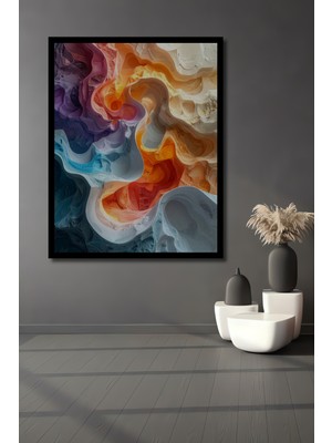 Beta Moda Hub Soyut Akıntı Görünümlü Ahşap Ev,antre,salon,ofis,mutfak,yatak Odası Tablo Çerçeve Görünümlü