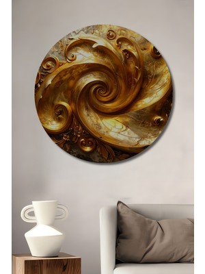 Beta Moda Hub Altın Varaklı Barok Rölyef Sanat Tablosu Yuvarlak Duvar Tablosu