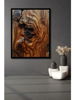 Beta Moda Hub Doğal Ahşap Desenli Yağlı Boya Görünümlü Ahşap Ev,antre,salon,ofis,mutfak Tablo Çerçeve Görünümlü