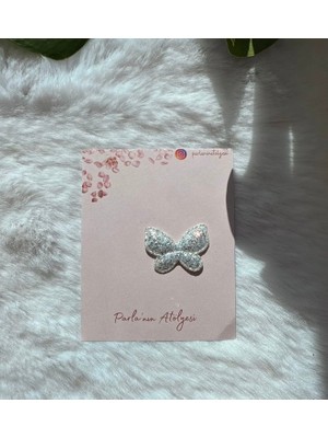 Parla'nın Atölyesi 0-3 Yaş Az Saçlı ve Saçsız Bebek Tokası Gri Kelebek