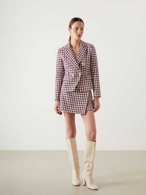 Lc Waikiki Yeni Sezon Beli Fermuarlı Ekose Kadın Tüvit Şort Etek