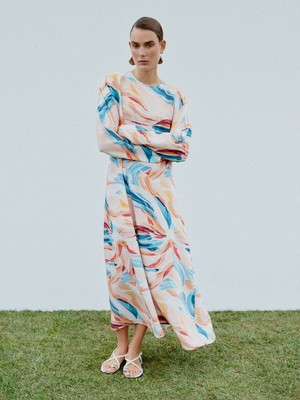 Lc Waikiki Yeni Sezon Bisiklet Yaka Desenli Elbise