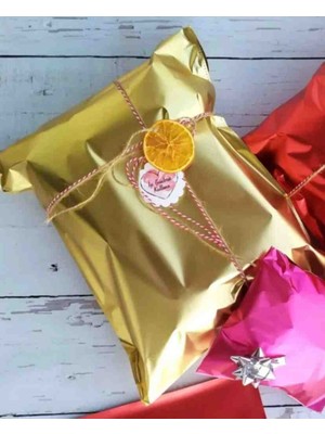 Yağmur Ambalaj Gold Yapışkanlı Metalize Hediye Poşeti-Metalik Altın Hediye Ambalaj Paketi 25X35CM (10ADET)