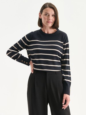 Lc Waikiki Yeni Sezon Bisiklet Yaka Çizgili Kadın Triko Kazak