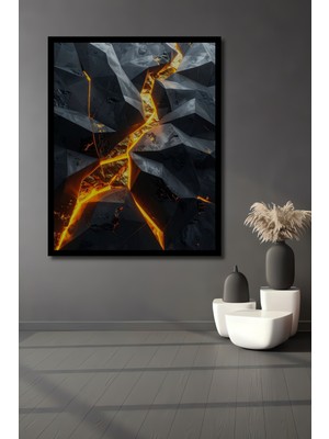 Beta Moda Hub Karanlık Enerji Kırılma Noktası Yağlı Boya Görünümlü Ahşap Ev,antre,ofis Tablo Çerçeve Görünümlü