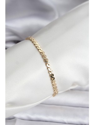 cleovibe 14K Gold Renk Kaplama Ezme Yılan Zincir Model cm Kadın Bileklik