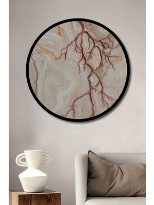 Beta Moda Hub Bakır Ağaç Kökü Ahşap Dekoratif Tablo Yuvarlak Duvar Tablosu Çerçeve Görünümlü