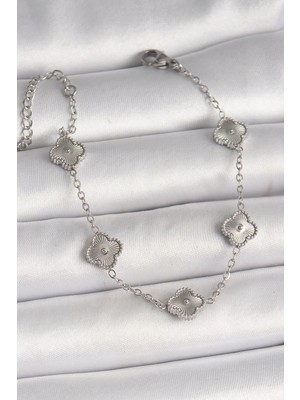 cleovibe 316L Çelik Gümüş Renk Işlemeli Baby Boy Yonca Model Kadın Bileklik