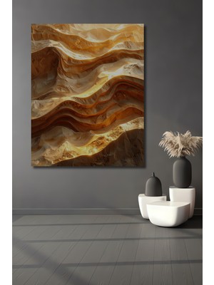 Beta Moda Hub Altın Kum Tepeleri Yağlı Boya Görünümlü Ahşap Dekoratif Ev,antre,ofis,mutfak,yatak Odası Tablo