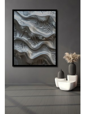 Beta Moda Hub Soyut Dalgalı Metalik Dokulu Ahşap Ev,antre,salon,ofis,mutfak,yatak Odası Tablo Çerçeve Görünümlü