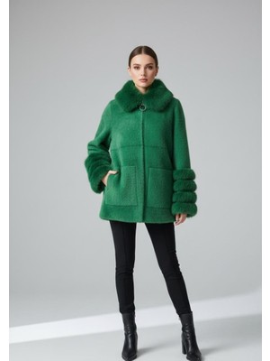Rabiossa Kadın Kürk Detaylı Yün Alpaka Ceket