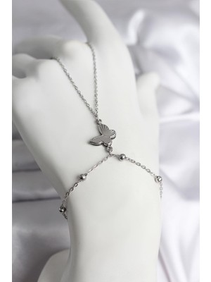 cleovibe 316L Çelik Gümüş Renk Kelebek Model Kadın Şahmeran