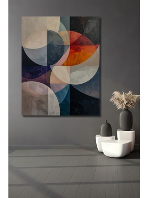 Beta Moda Hub Soyut Geometrik Formlar Yağlı Boya Görünümlü Ahşap Dekoratif Ev,antre,salon,ofis,mutfak Tablo