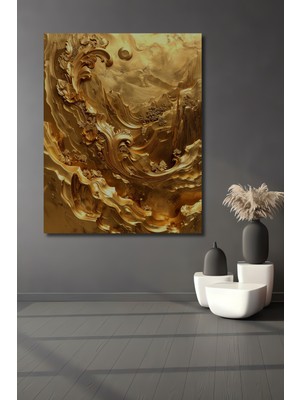 Beta Moda Hub Altın Kabartma Çiçek Dağ Manzarası Ahşap Dekoratif Ev,antre,salon,ofis,mutfak,yatak Odası Tablo