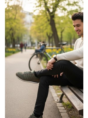 Enoch Erkek Haki Yeşil Retro Spor Ayakkabı - Günlük Yürüyüş Sneaker