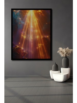 Beta Moda Hub Altın Işık Krallığı Ahşap Dekoratif Ev,antre,salon,ofis,mutfak,yatak Odası Tablo Çerçeve Görünümlü