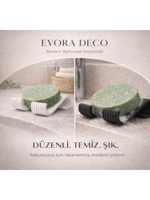 EVORADECO Evora Deco Modern Sabunluk – Drenajlı Sabun Tutucu Stand – Banyo Tezgahı Sabun Altlığı