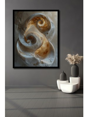 Beta Moda Hub Modern Soyut Spiral Formlu Mermer Görünümlü Ahşap Ev,antre,salon,ofis,mutfak Tablo Çerçeve Görünümlü
