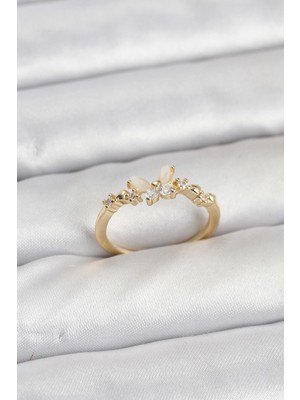 cleovibe Kelebek Model Gold Renk Pirinç Kadın Yüzük