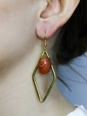 Esha Doğal Taş Yeşil Akik Doğal Taşlı Kadın Küpe EUKU34YMA