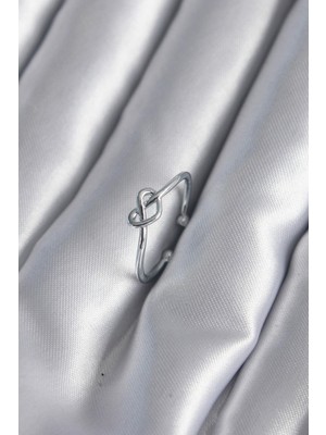 cleovibe Gümüş Renk Düğüm Kalp Model Kadın Yüzük