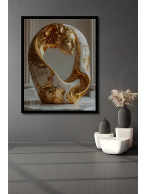 Beta Moda Hub Altın Çağ Kadın Heykeli Görünümlü Ahşap Ev,antre,ofis,mutfak,yatak Odası Tablo Çerçeve Görünümlü