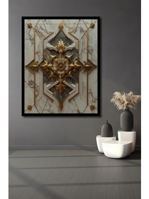 Beta Moda Hub Altın Varak Detaylı Barok Sanat Ahşap Ev,antre,salon,ofis,mutfak,yatak Odası Tablo Çerçeve Görünümlü