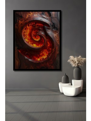 Beta Moda Hub Kızıl Lav Spiral Ahşap Dekoratif Ev,antre,salon,ofis,mutfak,yatak Odası Tablo Çerçeve Görünümlü