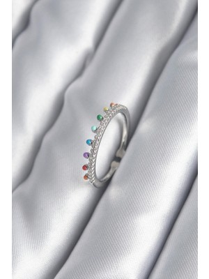 cleovibe Pirinç Gümüş Renk Zirkon Taş Detay Kadın Yüzük