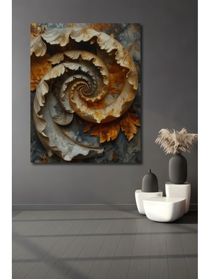 Beta Moda Hub Altın Yaprak Spiral Modern Sanat Ahşap Dekoratif Ev,antre,salon,ofis,mutfak,yatak Odası Tablo