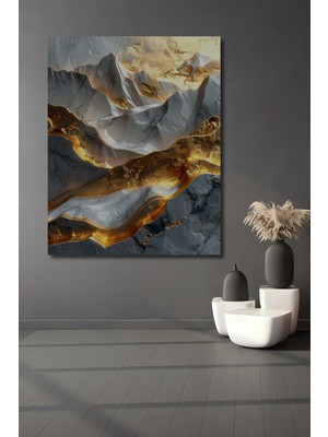 Beta Moda Hub Altın Varak Dokulu Soyut Manzara Dekoratif Ahşap Ev,antre,salon,ofis,mutfak,yatak Odası Tablo