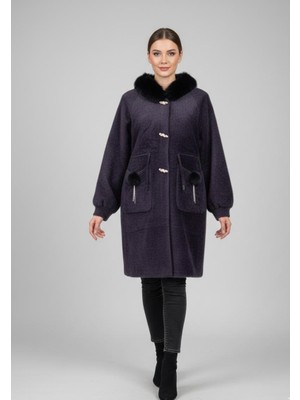 Rabiossa Kadın Yaka Kürk Detaylı Inci ve Kristal Süslemeli Lüks Ceket